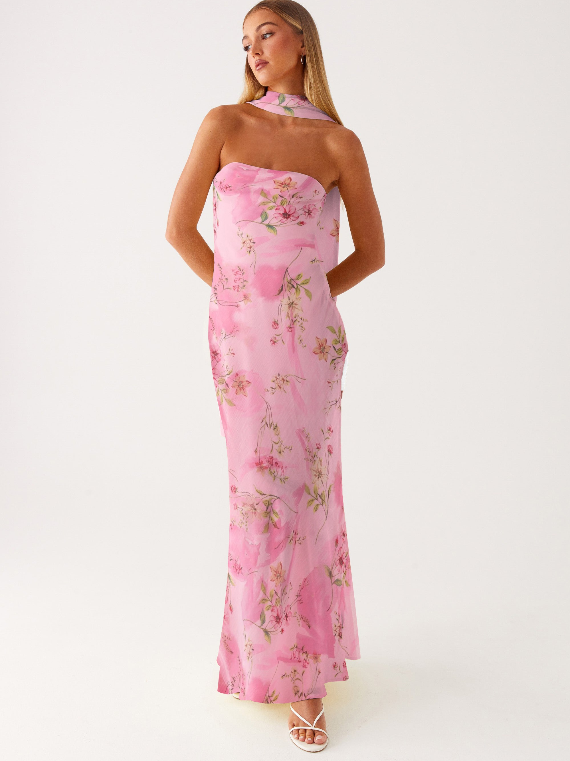 floral strapless maxi dress a twist stand in style