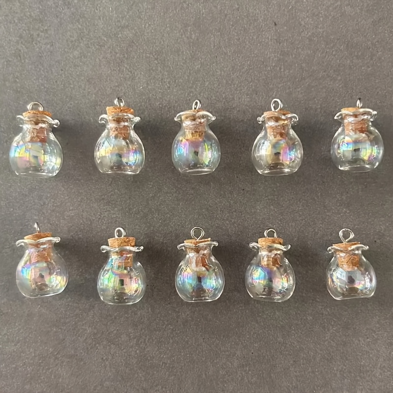 10 20pcs of mini glass bottles for   cork pendants with colorful cork stoppers   wedding and party decorations
