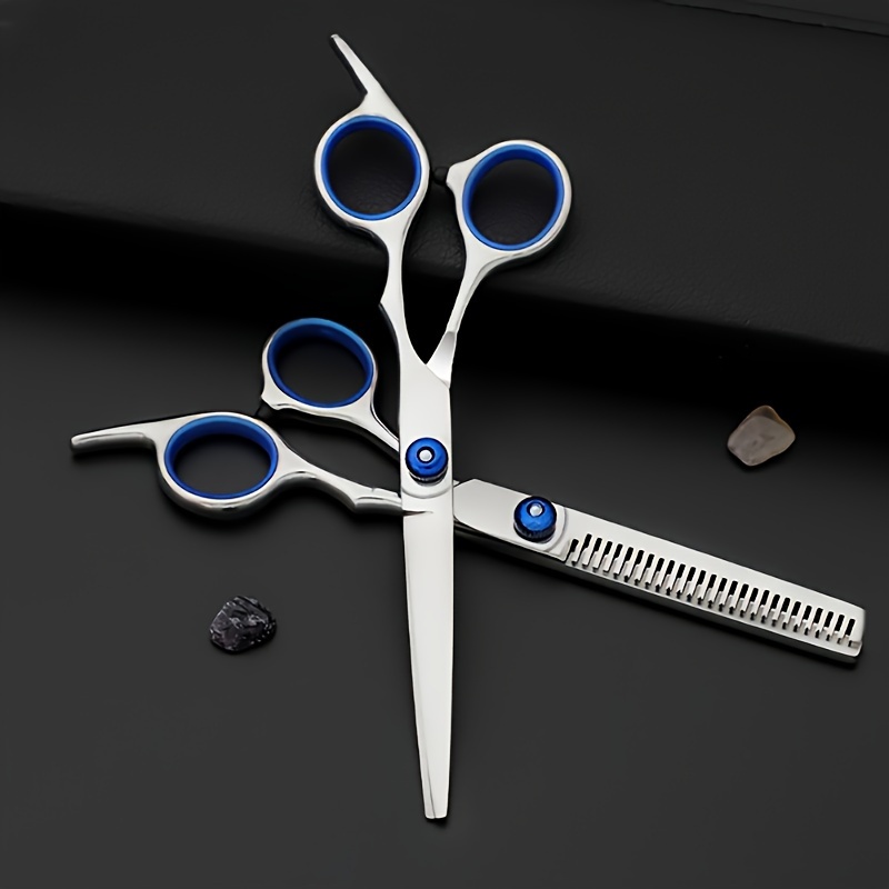 

2pcs Professional Haircut Scissors Set - Flat Teeth For Thinning & Texturizing, -free, Ideal For All Hair Types