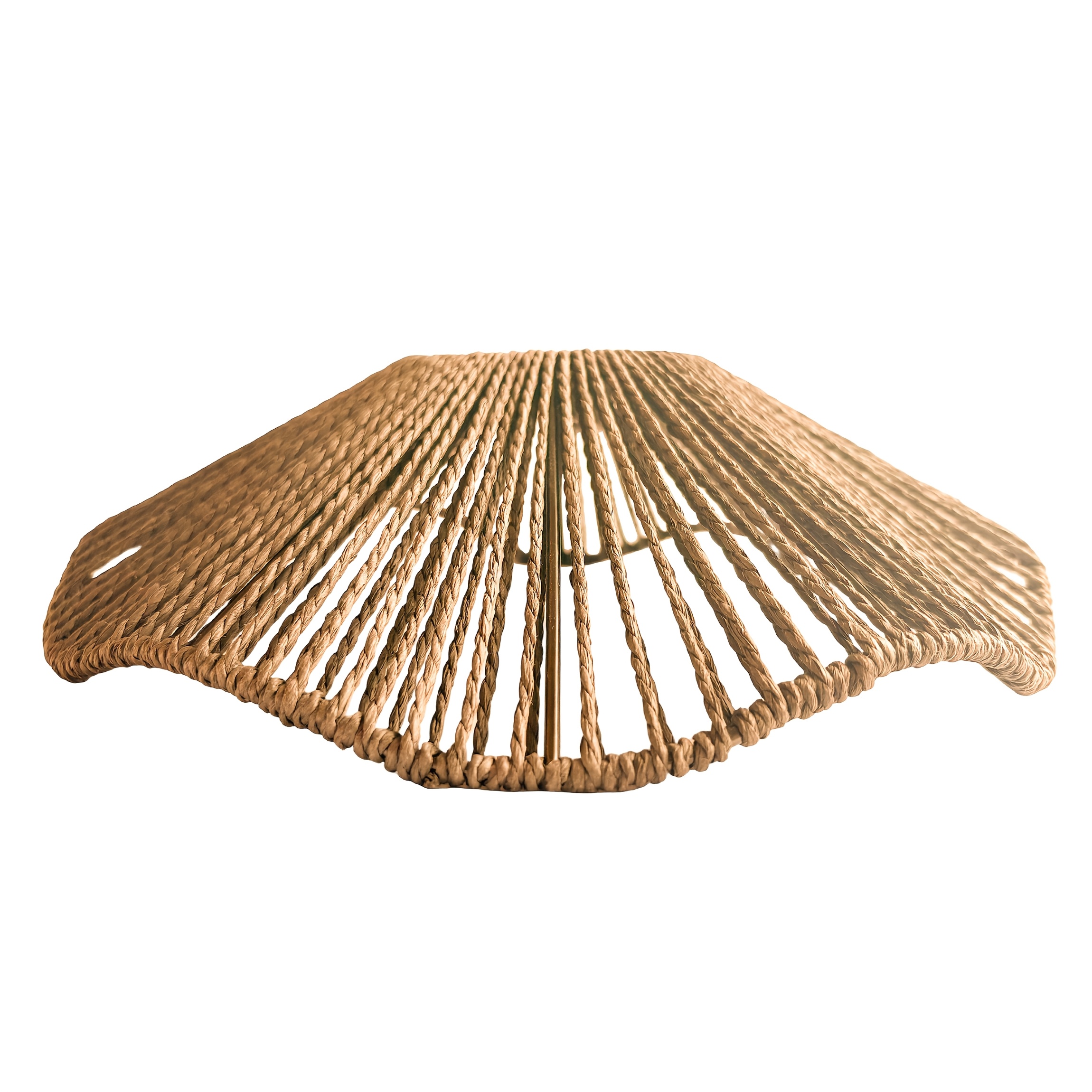 TEMU A Lampshade Made Of Rattan In Of A Lotus, Featuring A Metal Structure And A Handcrafted Design. , Long-lasting, And Appropriate For Different