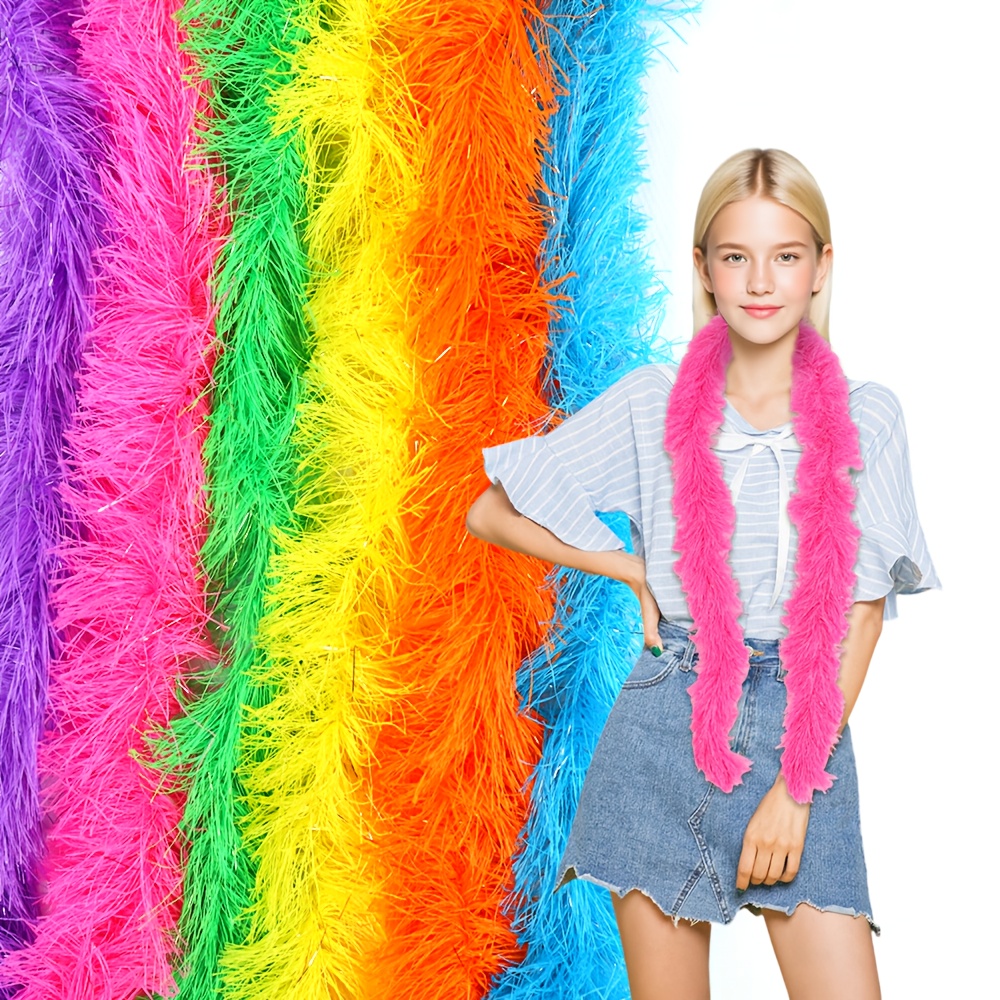 TEMU Set da 6 Sciarpe con Piume Colorate da 59,05 Pollici - Accessori con Piume Multicolore per Halloween, Matrimoni, Feste di Compleanno e Lavoretti