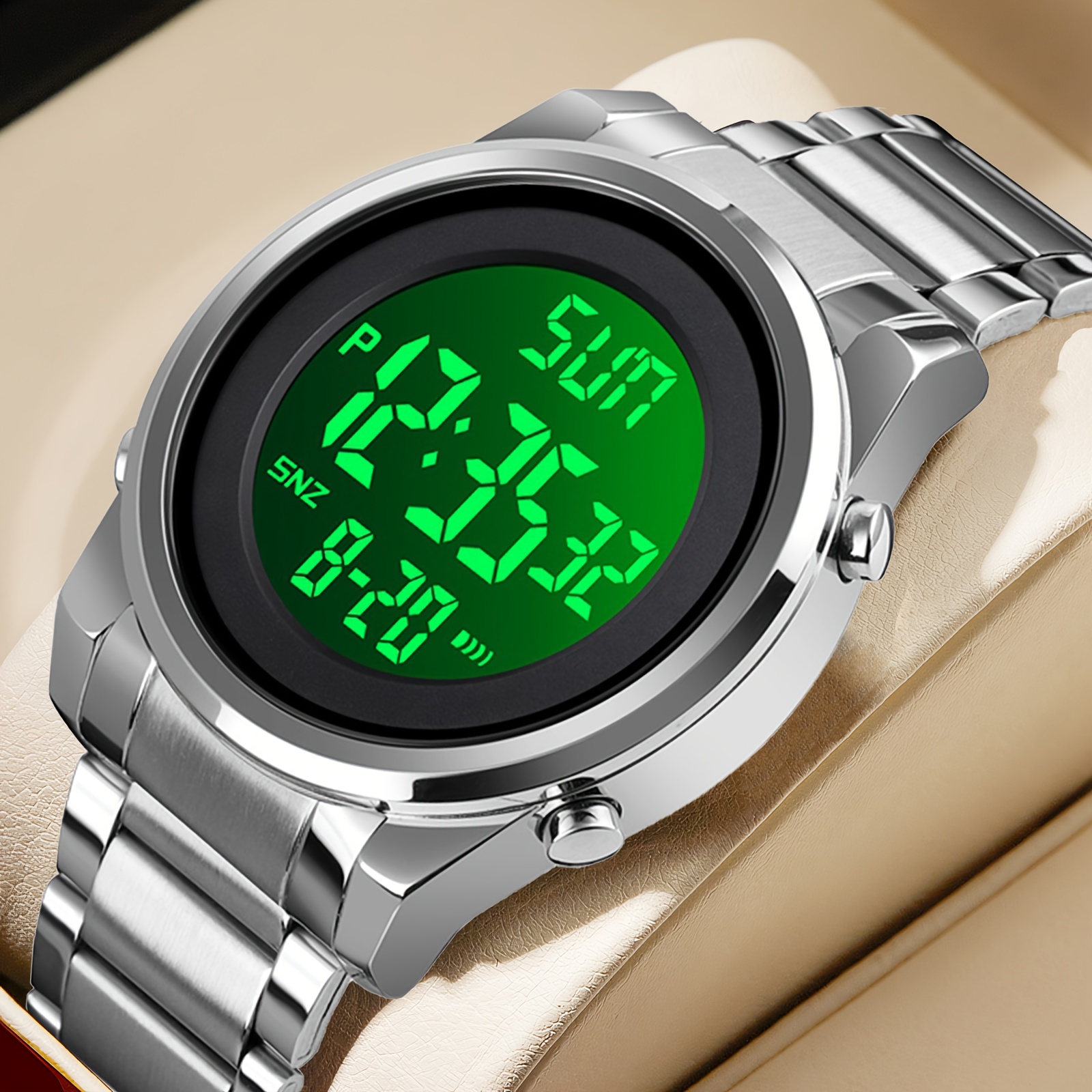   single display electronic watch casual easy and fashionable with   electronic movement stainless steel strap suitable for sports   and daily life non rechargeable battery 3atm water  