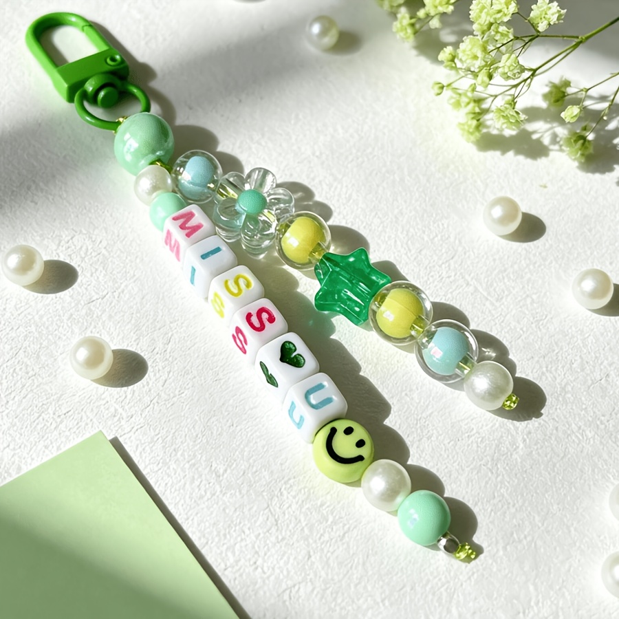 TEMU Personalized Cute Beaded Name Keychain, Create Custom Pendants, Used For Bags, Keychains, Pendant Additions, Etc
