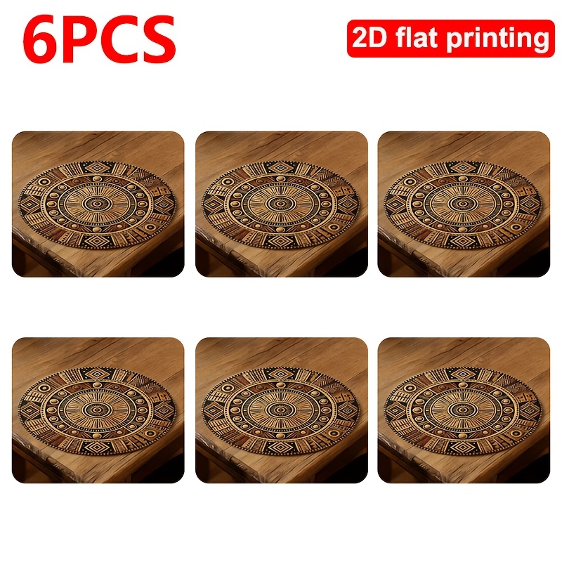 TEMU 6pcs Set, Round Placemats, Measuring 13.8 Inches. The Placemats Feature And Classic Geometric Designs, Enhancing Your Kitchen, Dining Area, Or