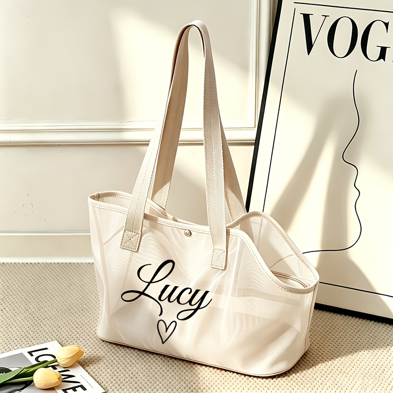 TEMU Customizable Text Content 5 Colors 1pc Bag, Aesthetic Breathable Nylon Mesh Pet Outing Bag, Shoulder Bag, Handbag Suitable For Small Dogs And