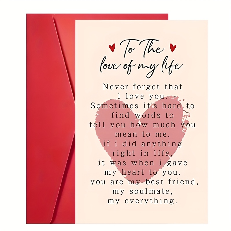 TEMU 2pcs (1 Envelope + 1 Card) 's Day Cards, Unique Drawer Cards, Gift For Wife/husband, Boyfriend/girlfriend, Partner Greeting Card - Perfect For