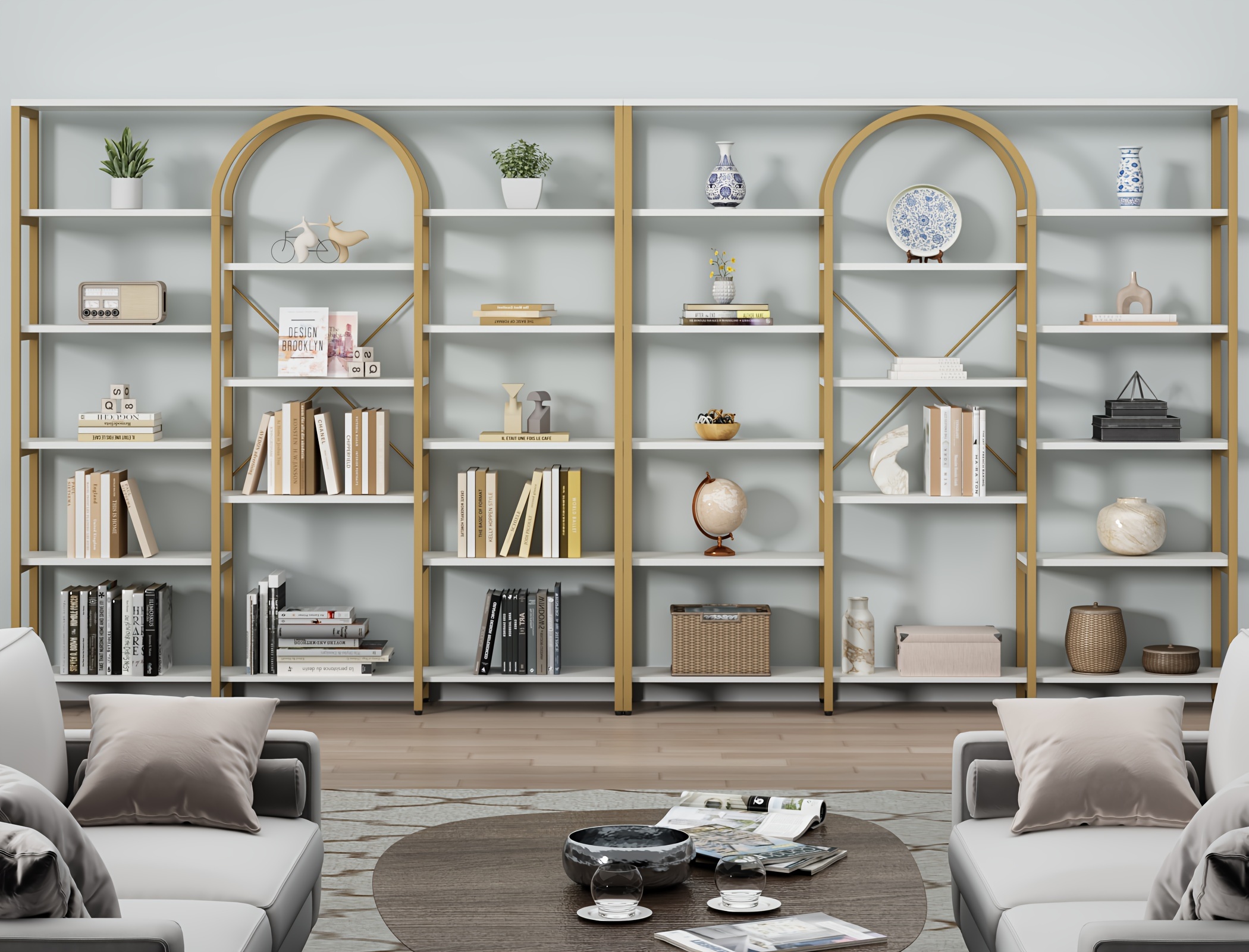 STIKELY 71" Triple Wide Etagere Bookcase | 13-Shelf Staggered Bookshelf 9 STIKELY 71-Inch Triple Wide Etagere Bookcase Overview