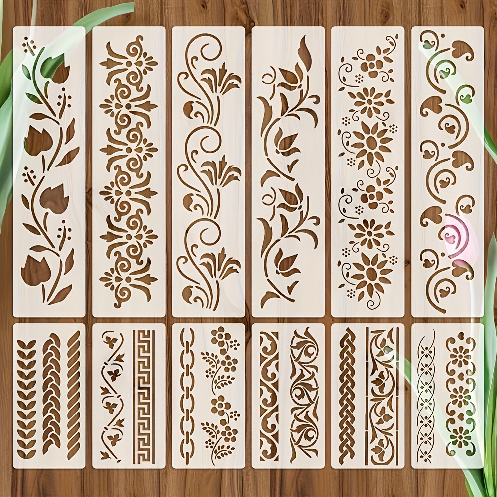E-shop Ein Set aus 12 eleganten weißen Spitzen-Vorlagen mit Vintage-Blumen-Spitzenmuster, geeignet für Bastelarbeiten - Wiederverwendbare Blumen- und