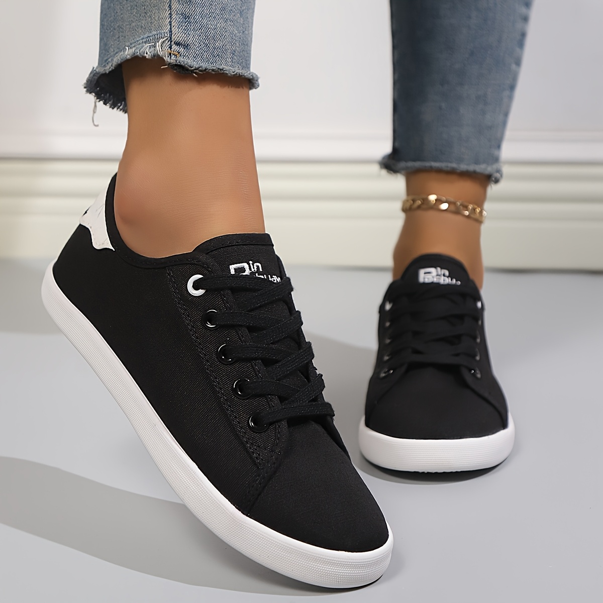 black canvas shoe sold on Temu United States