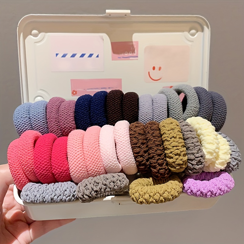 

6/8pcs Thick & Durable Hair Ties For Women - Cute & Sweet Style, Solid Color Elastic Ponytail Holders