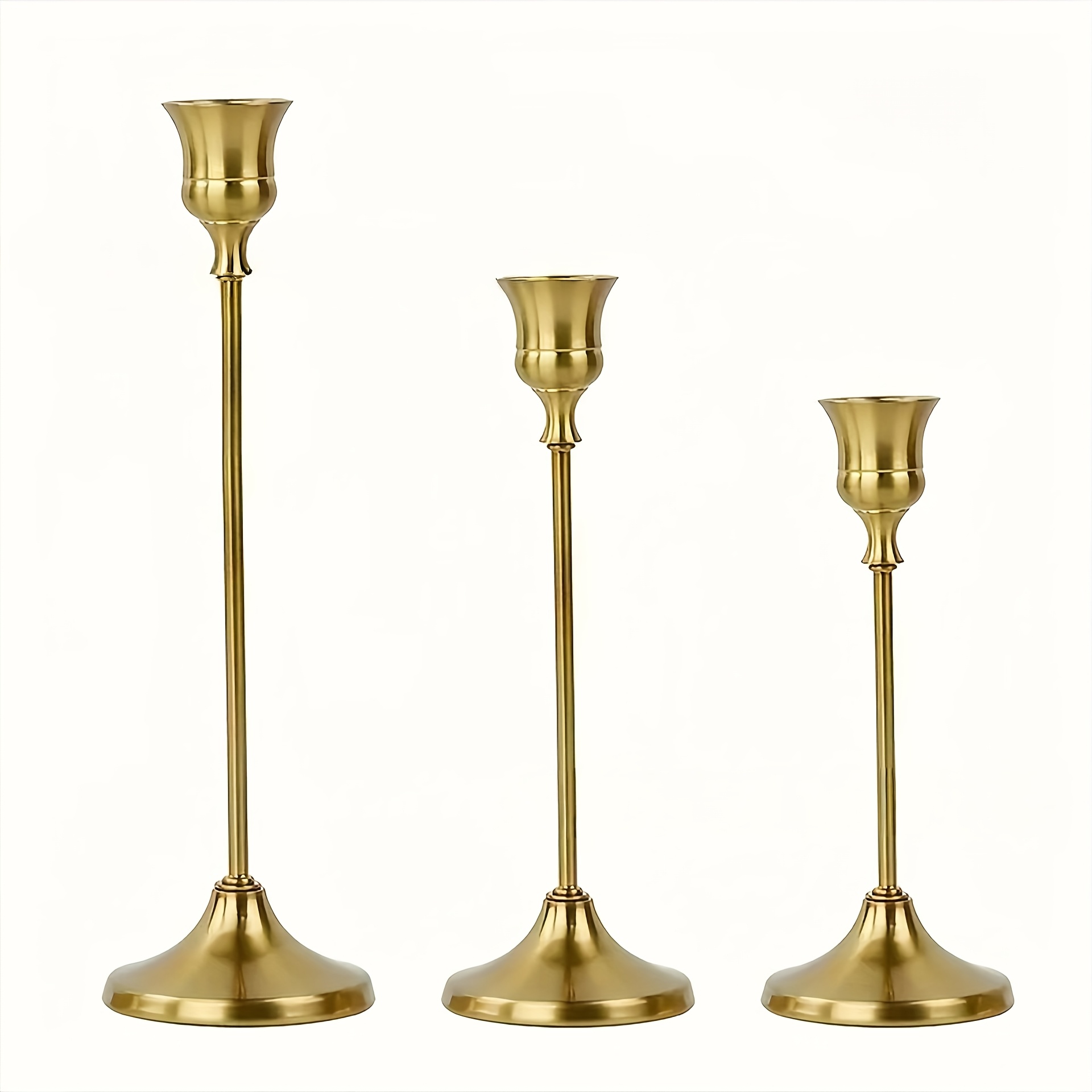 TEMU 3pcs Vintage Metal Candle Holder Set, European-style Carved Brass Candle Holders, Home Decor For Dining Tables, "creative And Stylish Ornaments