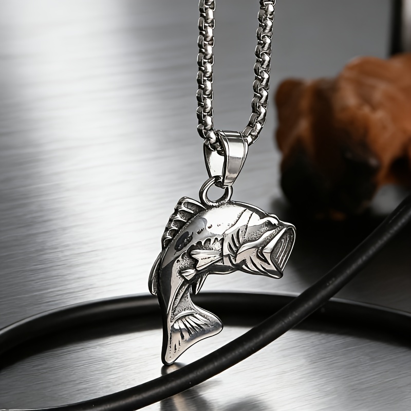 1pc Bigmouth Necklace, Fisherman Jumping Pendant, Fishing Talisman Gift