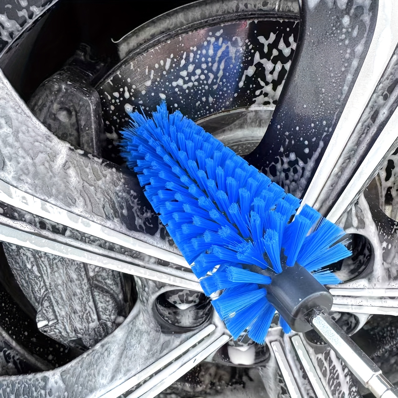 wheel brush soft bristle long pole drill brush   cleaning used for   engines exhausts motorcycles high density and durable cleaning drill brus without battery