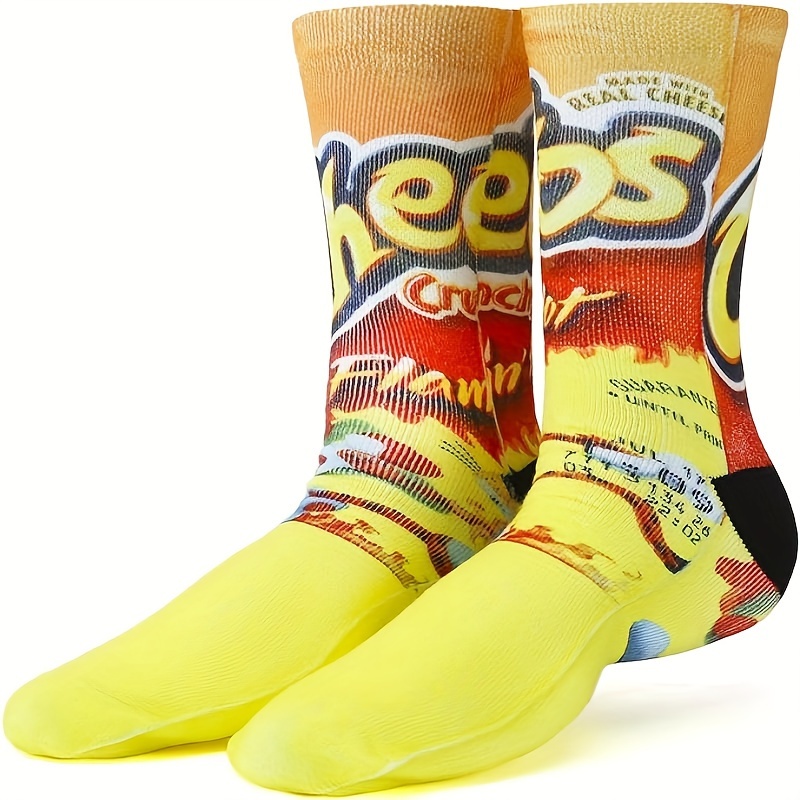 

Fucolorunisex Crazy Funny Novelty 3d Colorful Athletic Sport Crew Tube Sock, Yellow