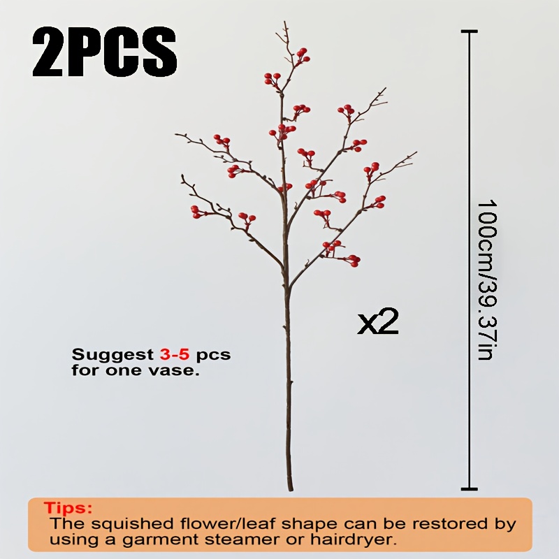 Image of 2pcs, Realistic Red Artificial Flowers - Long-stemmed Fake , High-quality Plastic Home Decor And Photography Props Decoration, No Maintenance Required, Festival Decoration, Seasonal Display, Craft