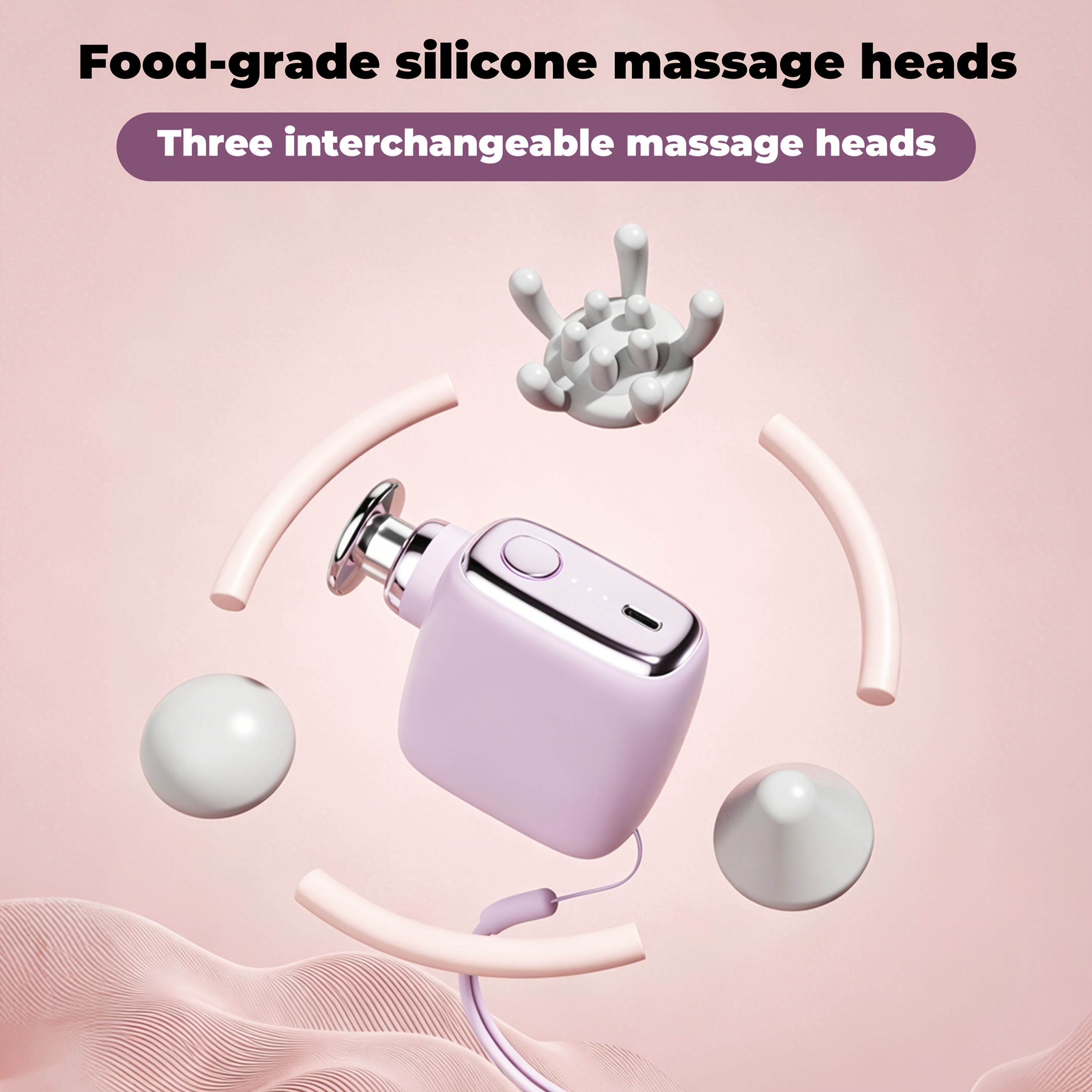 usb rechargeable pocket size percussion massage gun   3 silicone replacement heads multi   auto shut off   operation shoulder neck back and leg massager portable and convenient for on the go relaxation details 2