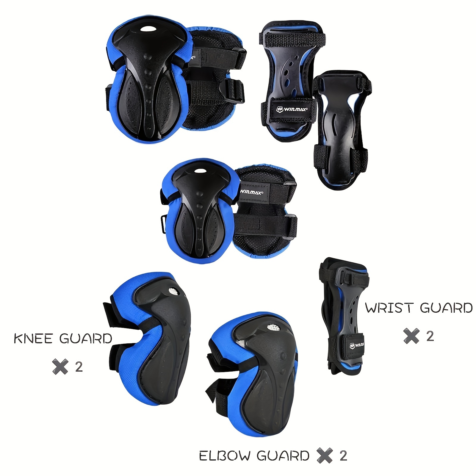 

Win.max Knee Pads Elbow Pads Set 6 In1 Gear Safety Set With Wrist Guard For Skating Cycling Scooter Bike Sports Gears For Begginers & Youth