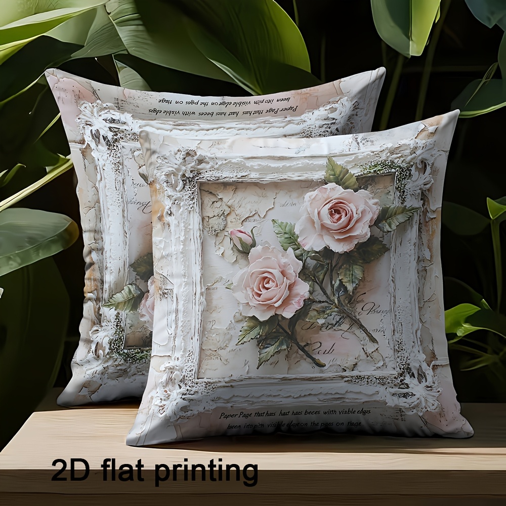 2d Flat -2pcs Frame Pillowcase: Decoration, Sleep Pillow Cover, Farmhouse Office Bed Sofa Cushion Cover For Vehicle, One-sided Print, Pillow Insert Not Included