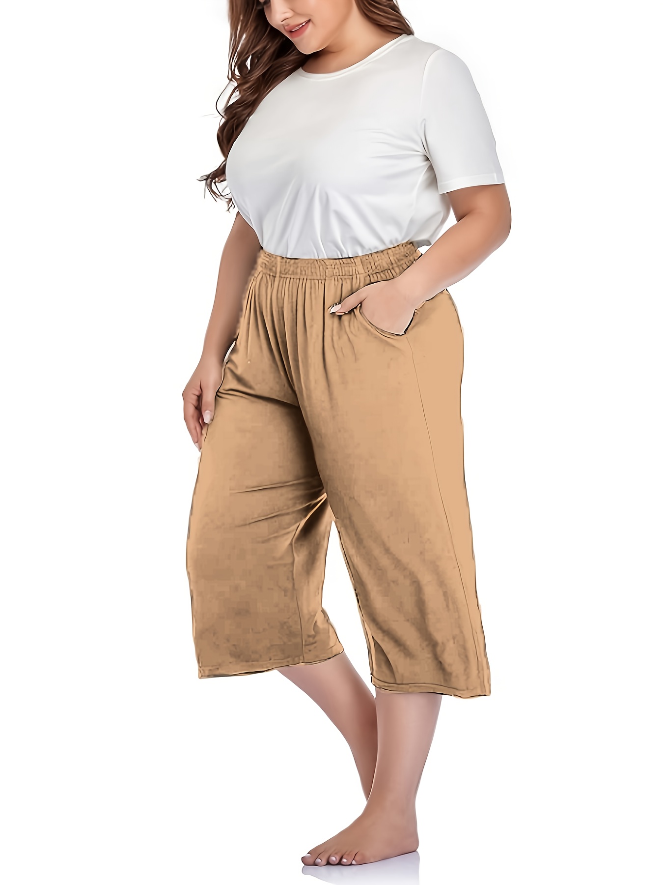 Plus Size Lightweight Summer Capris Women's Plus Size Stretchy