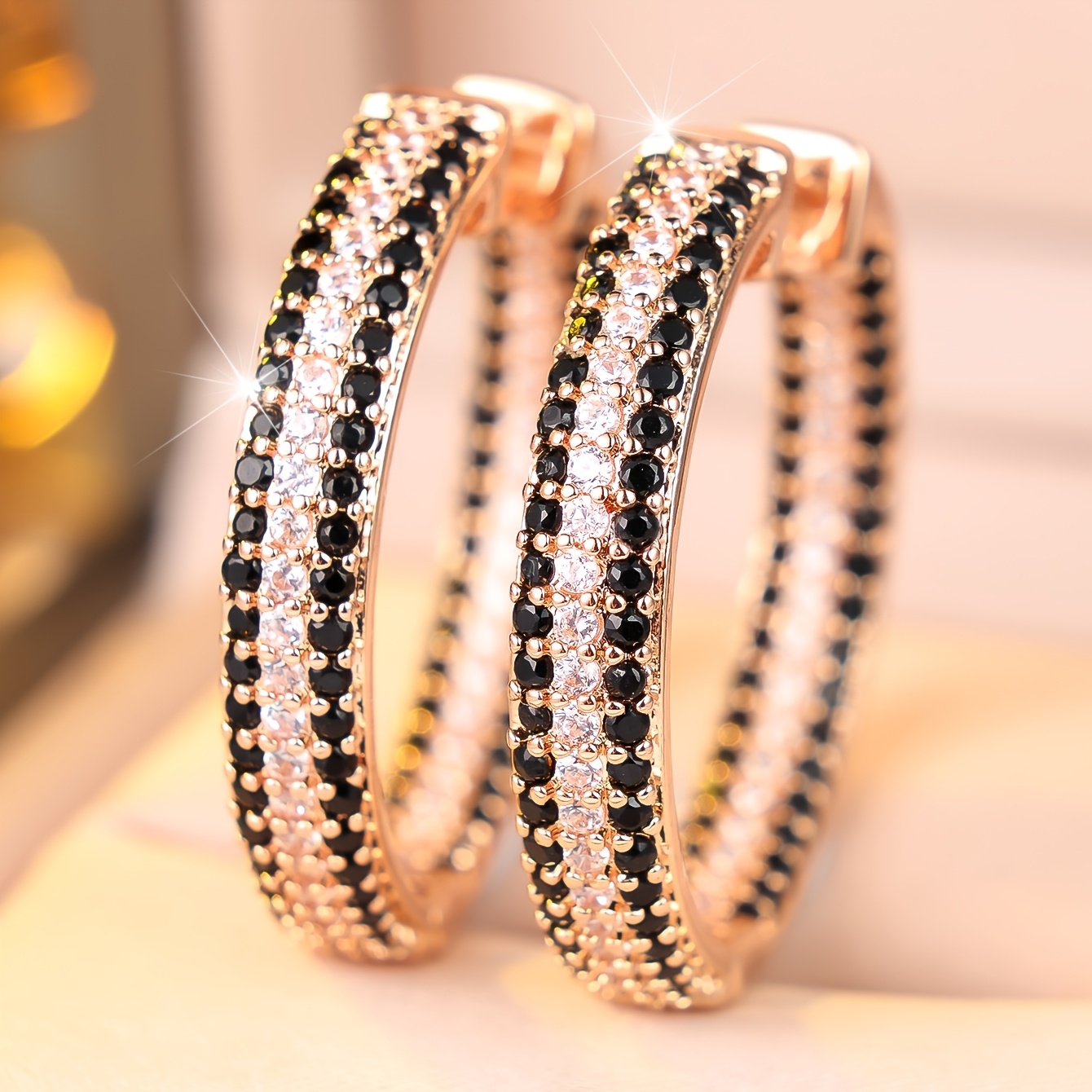 TEMU Angol 1 Pair Black Synthetic Zirconia Women's Easy Elegant Classic Exquisite Fashionable Luxurious Individual All-match Exquisite Jewelry