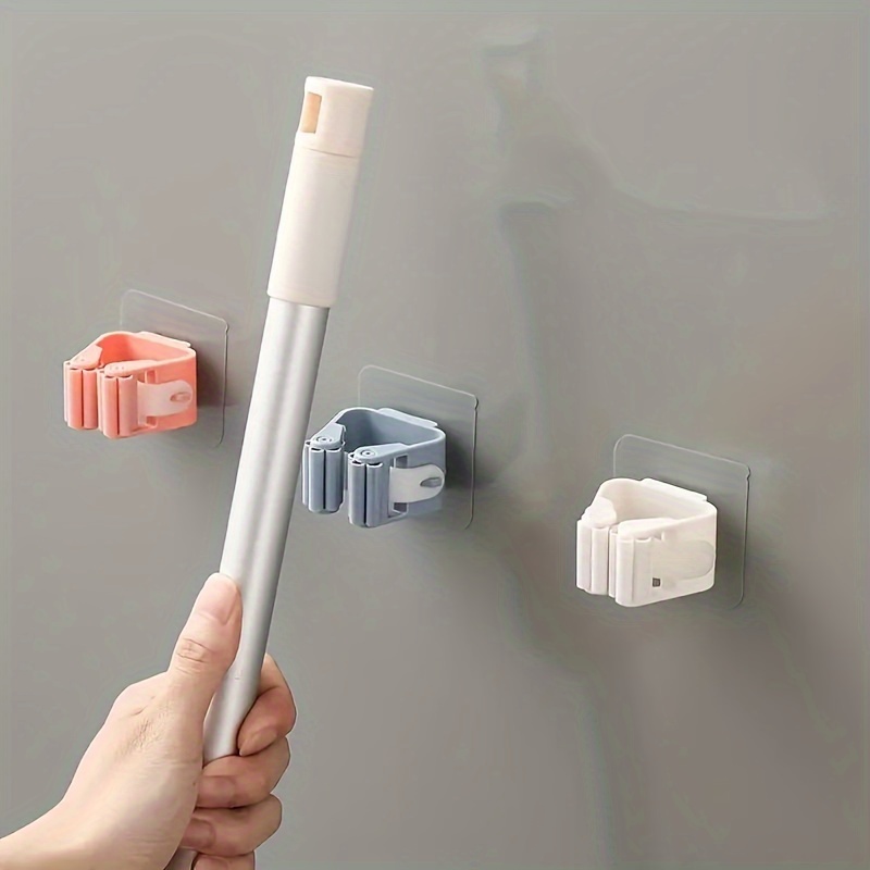 

All-in-one Mop And Broom Wall Holder - No Drilling, Stick-on Design For Home & Garden