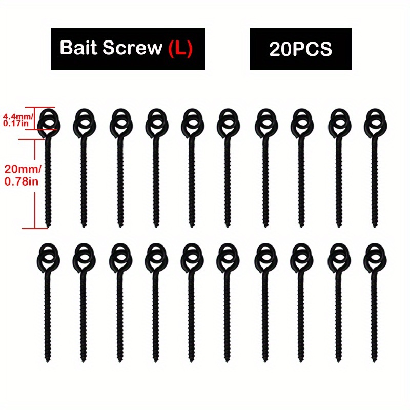 E-shop 20 Stück Köder-Schrauben für Karpfenangeln, entwickelt für Ronnie Rigs, geeignet für Pop-Up Boilies und andere Angelzubehör-Erweiterungen
