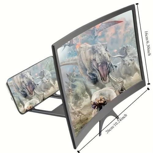14 inch curved projection folding bracket 3d phone screen magnifier portable mobile display device suitable for watching movies games and presentations compatible with all smartphones no external power supply required
