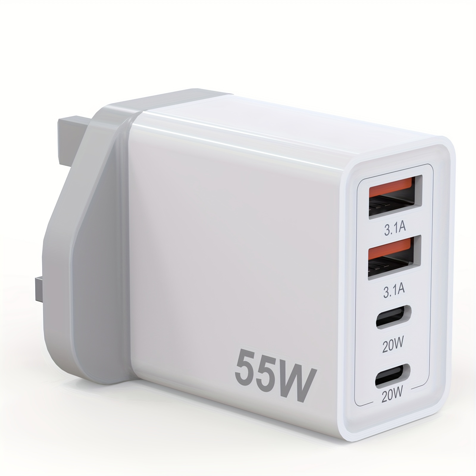 uk   super fast charger block phone charger fast charging blocks 55w multi port type c usb charger 4 ports usb a qc charging cube brick power adapter type c wall   for phone pad