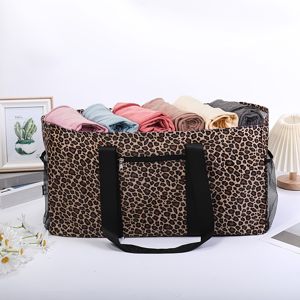 

Large Leopard Print Reusable Shopping Bag - Oxford Fabric, Rectangular Storage Tote For Home &