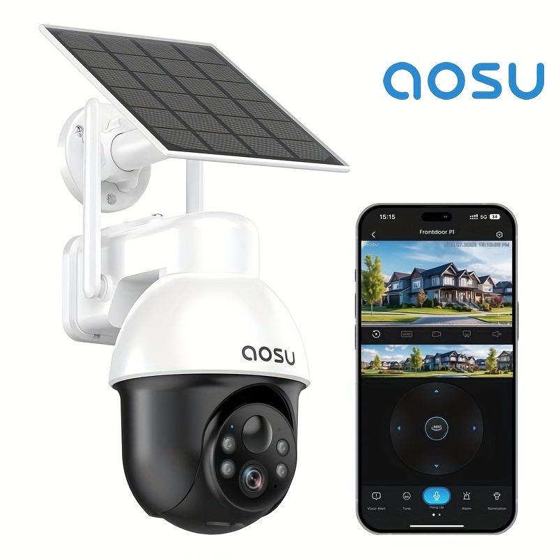 

Aosu Solar Security Camera Wireless Outdoor System, 3k/5mp Battery Powered Wifi Camera For Home Security, Panoramic Ptz, Auto Tracking, Human/vehicle Detection, Night Vision, Spotlights, 2-way Talk