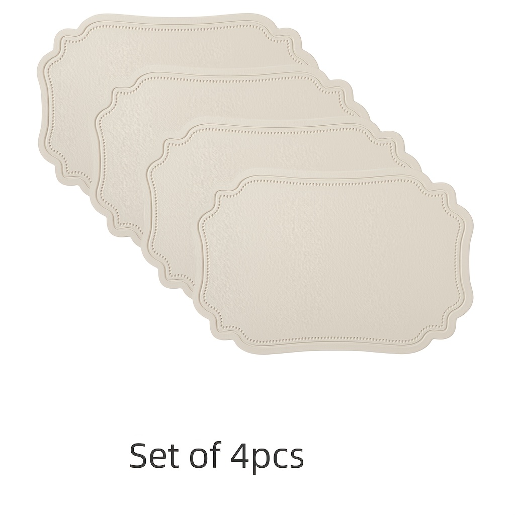 4pcs Heat-resistant Pvc Placemats With Decorative Scalloped Edges - Nordic- Mats For Holiday Decor, Parties, Everyday Dining - Durable Kitchen & Dining Accessories