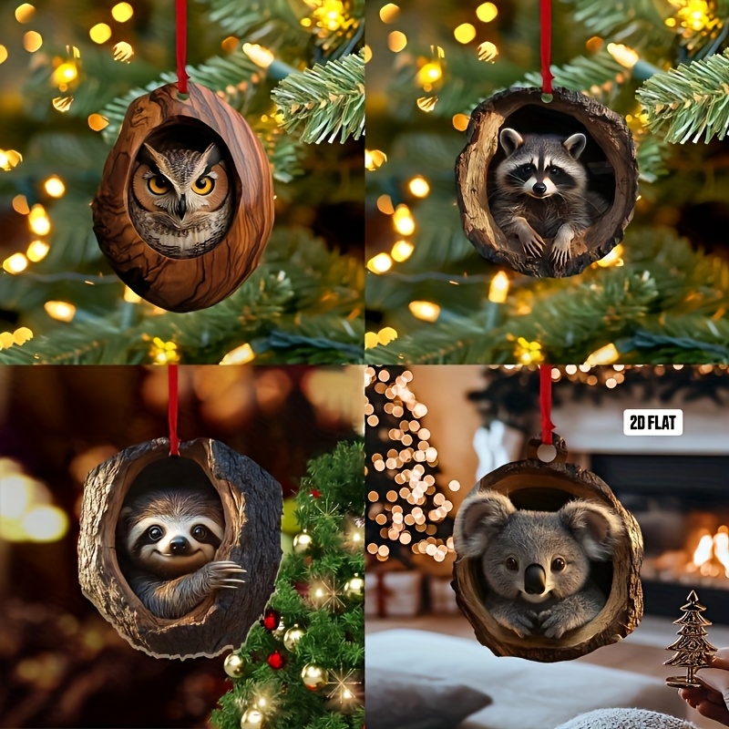 

4pcs Acrylic Animal Ornaments, 2d Art Hanging Decorations, Perfect Gift For , And Kitchen Decor, No Power Needed, Suitable For Christmas, Halloween, Easter, Hanukkah, Lighting, Designs