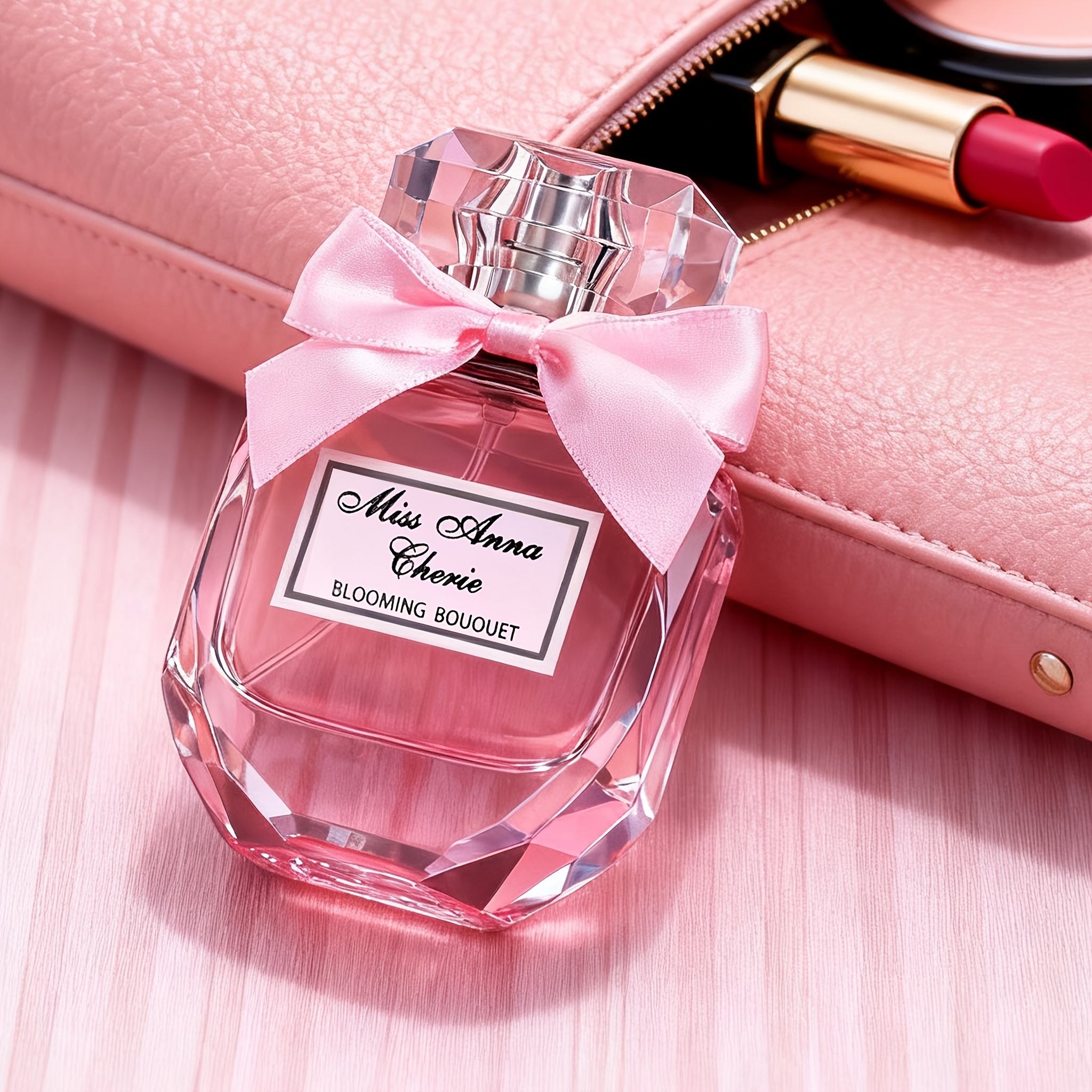 flowery sweetheart ladies perfume50ml 10ml featuring a pink bow atop a   bottle with exquisite   its rose and   notes offer a clear long lasting scent   gentle romantic women and as a christmas gift
