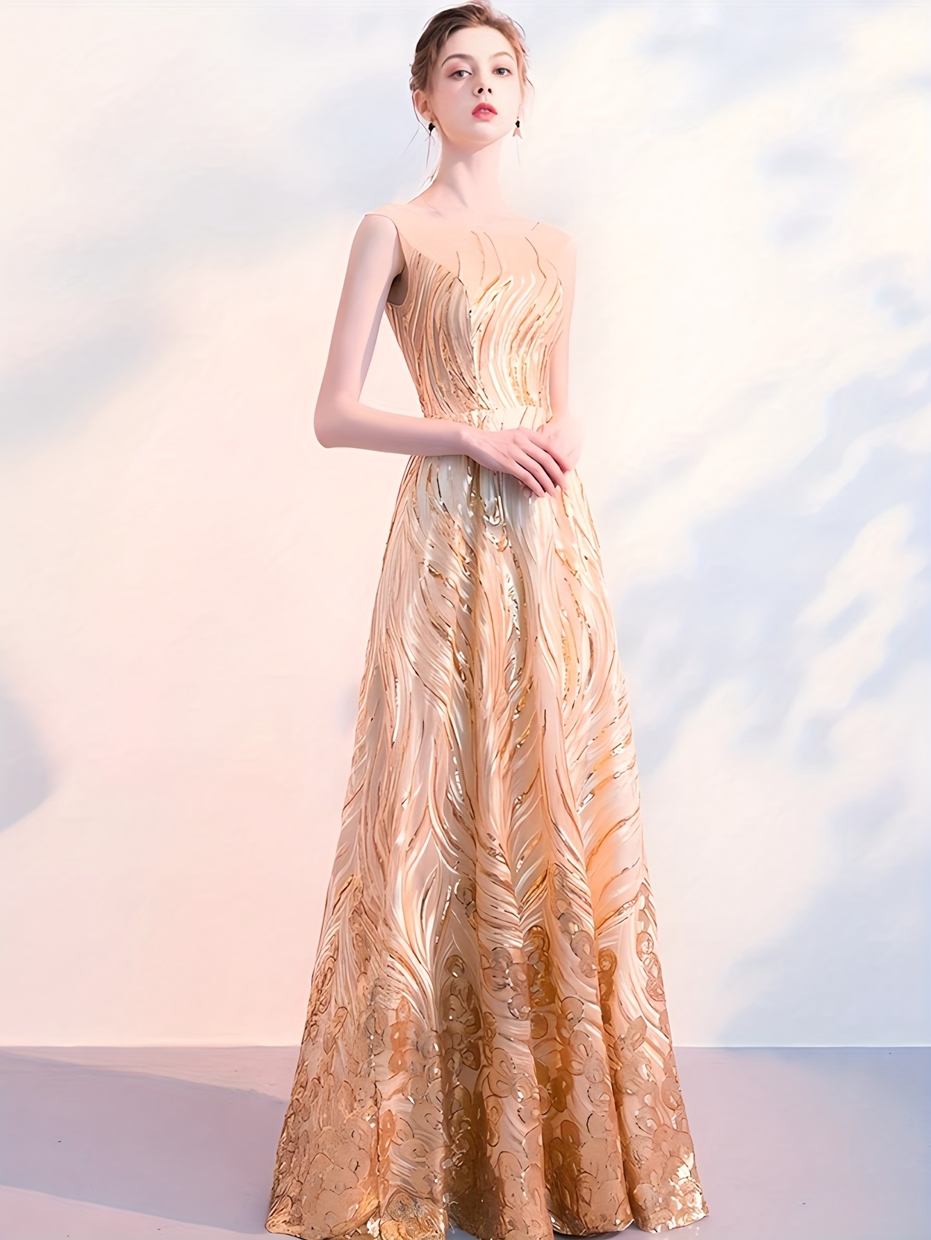 Stylish Sequin Dress for Ladies - V-Neck, Long Evening & Cocktail Gown,  Sparkling, Dance Party Attire for Bridesmaids