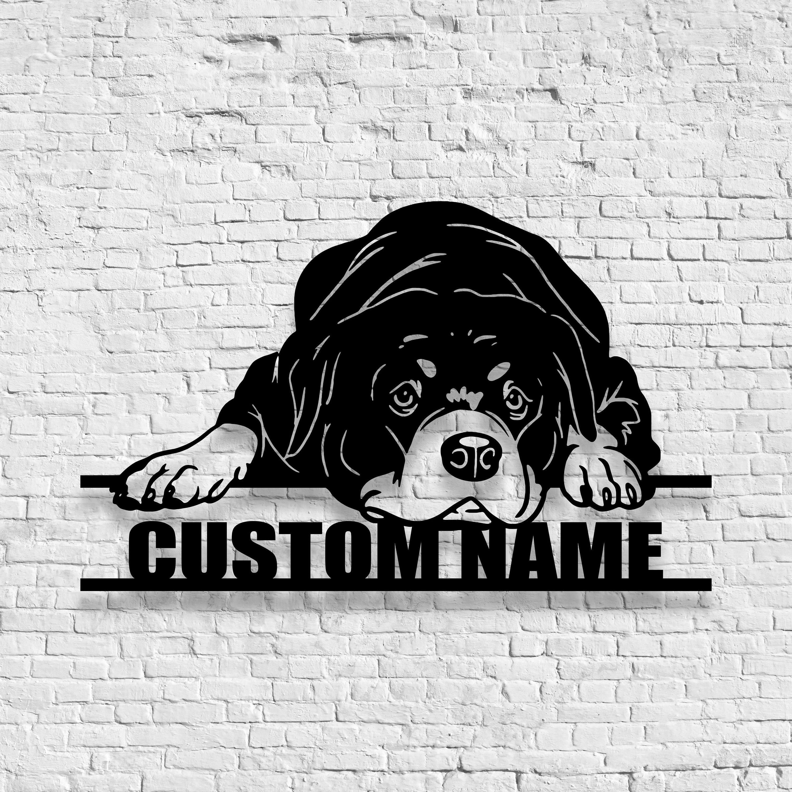 

Personalized Metal Wall Art Sign - Custom Name Home Decor Accent, Metal Material, Ideal Gift For Dog Enthusiasts, Wall Hanging For Indoor & Outdoor , Unique Handcrafted Design - Suitable For 14+