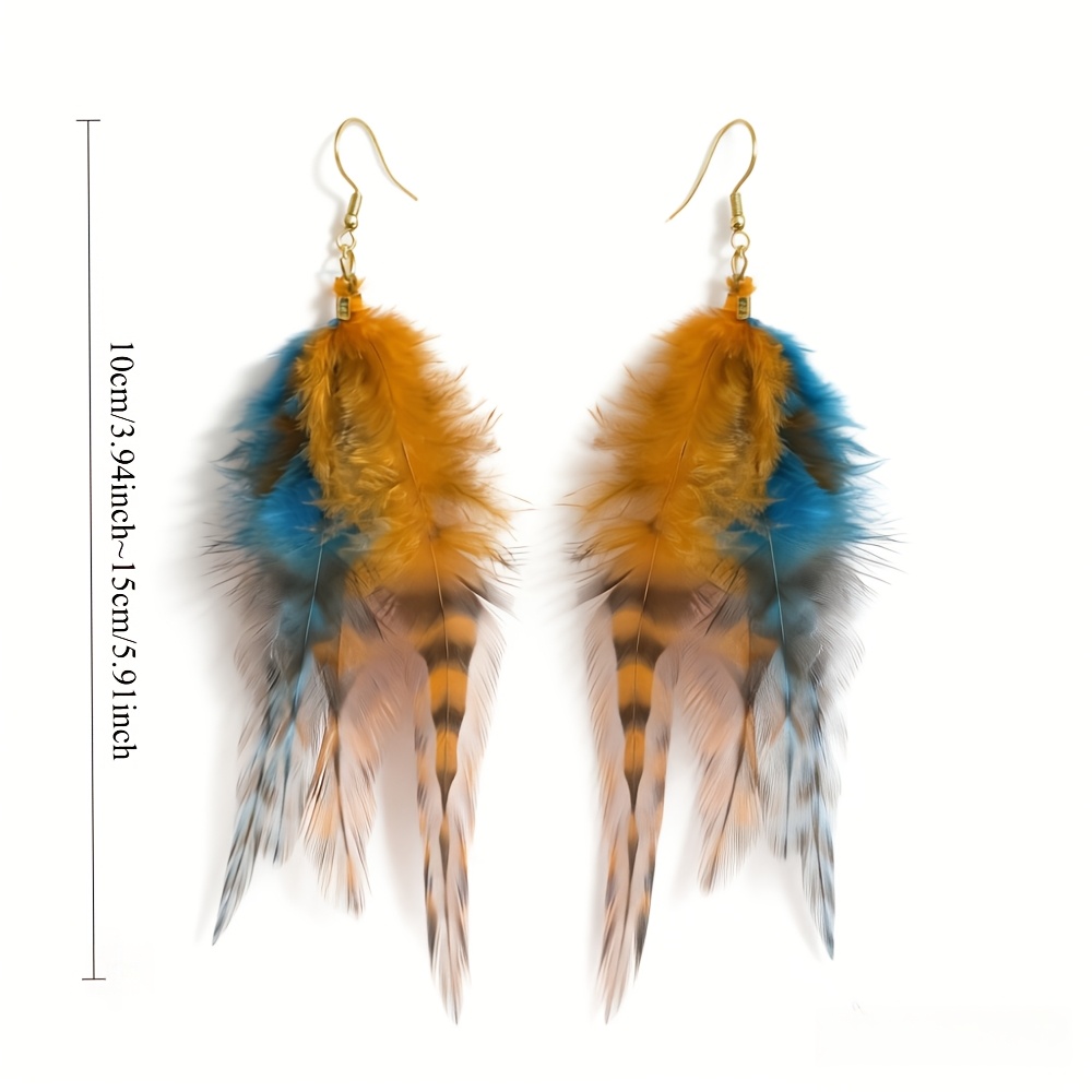 Bohemian Vintage Long Earrings with Gradient Orange Pattern