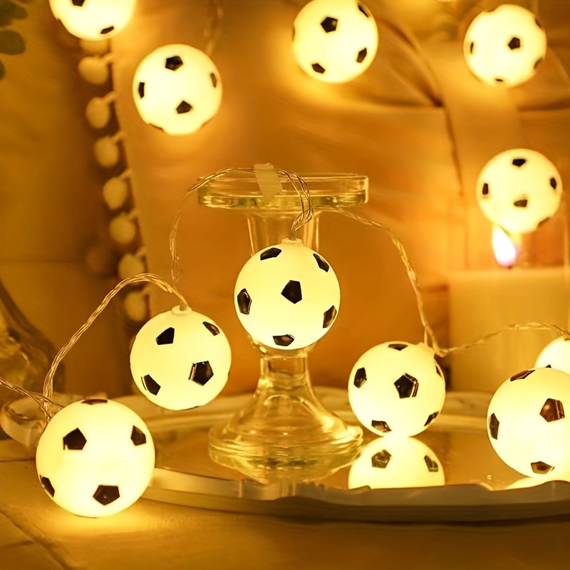 

Battery-powered Led Soccer Ball String Lights - Perfect For Room & Bar Decor, No Batteries Included