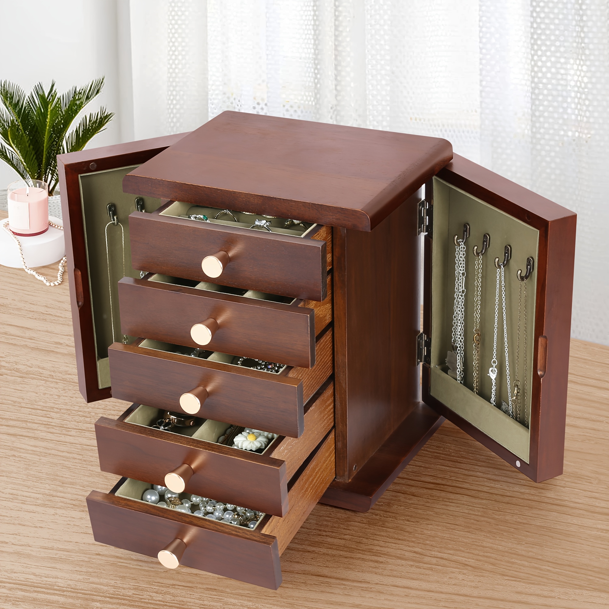 wooden jewelry box sold on Temu United States
