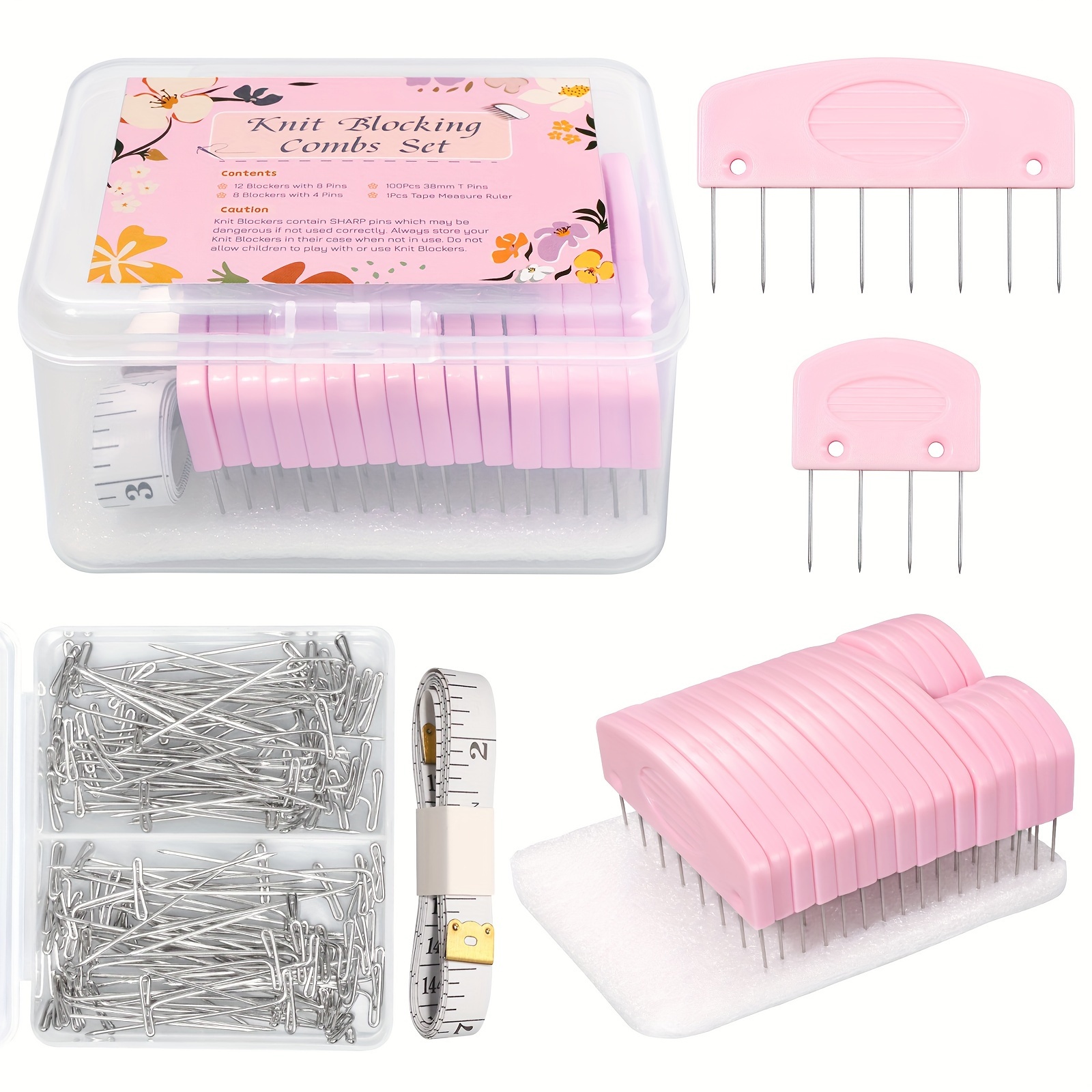 

120pcs Knit Blocking Combs Pins Kit, 20pcs Knit Blockers Pins Kit, T-pins For Blocking Knitting Crochet, Needlework Projects, Knitting Pins Tool For Blocking Mats