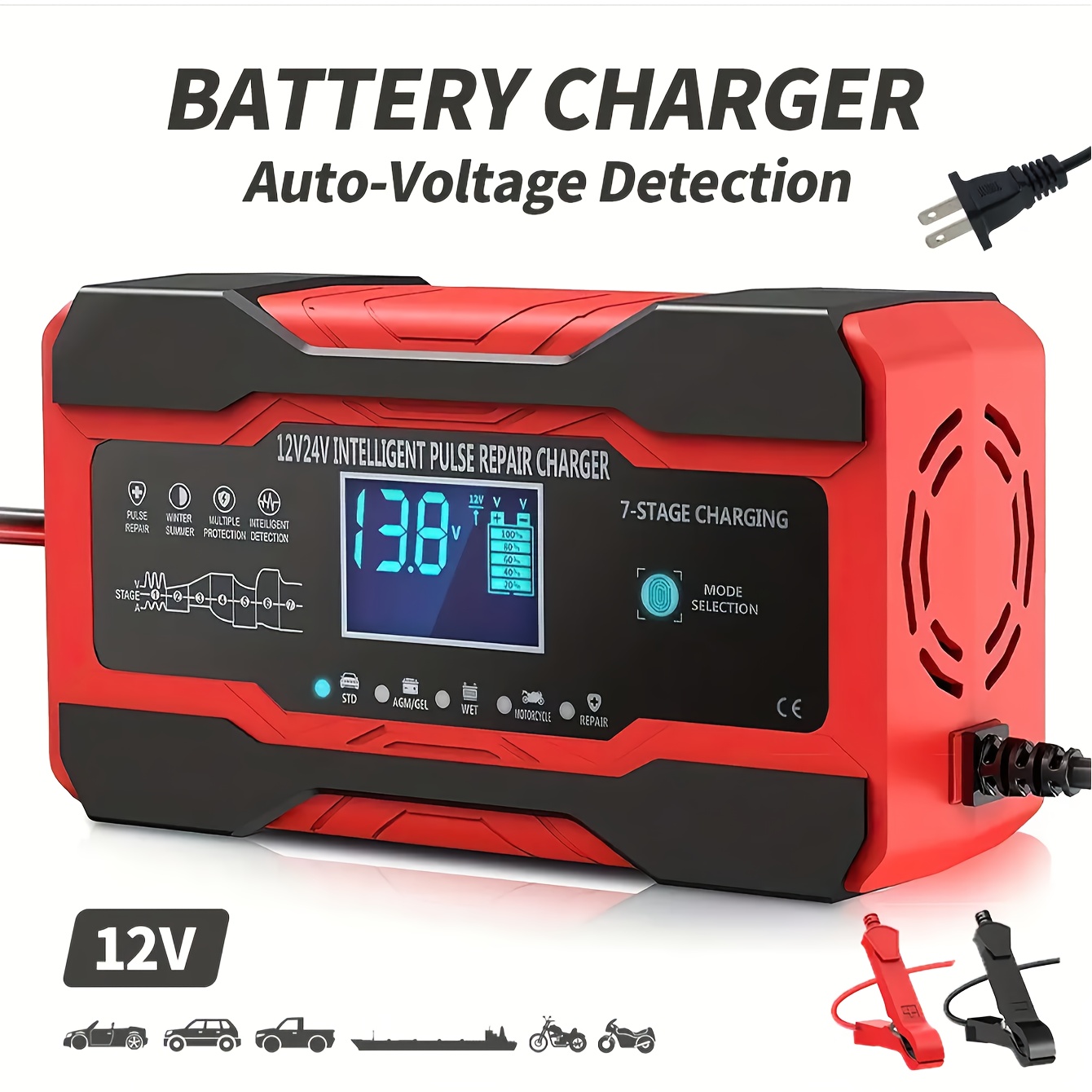 

Smart 10-amp Car Battery Charger - Fully Automatic, 12v & 24v, Maintenance Trickle Charger With Desulfator