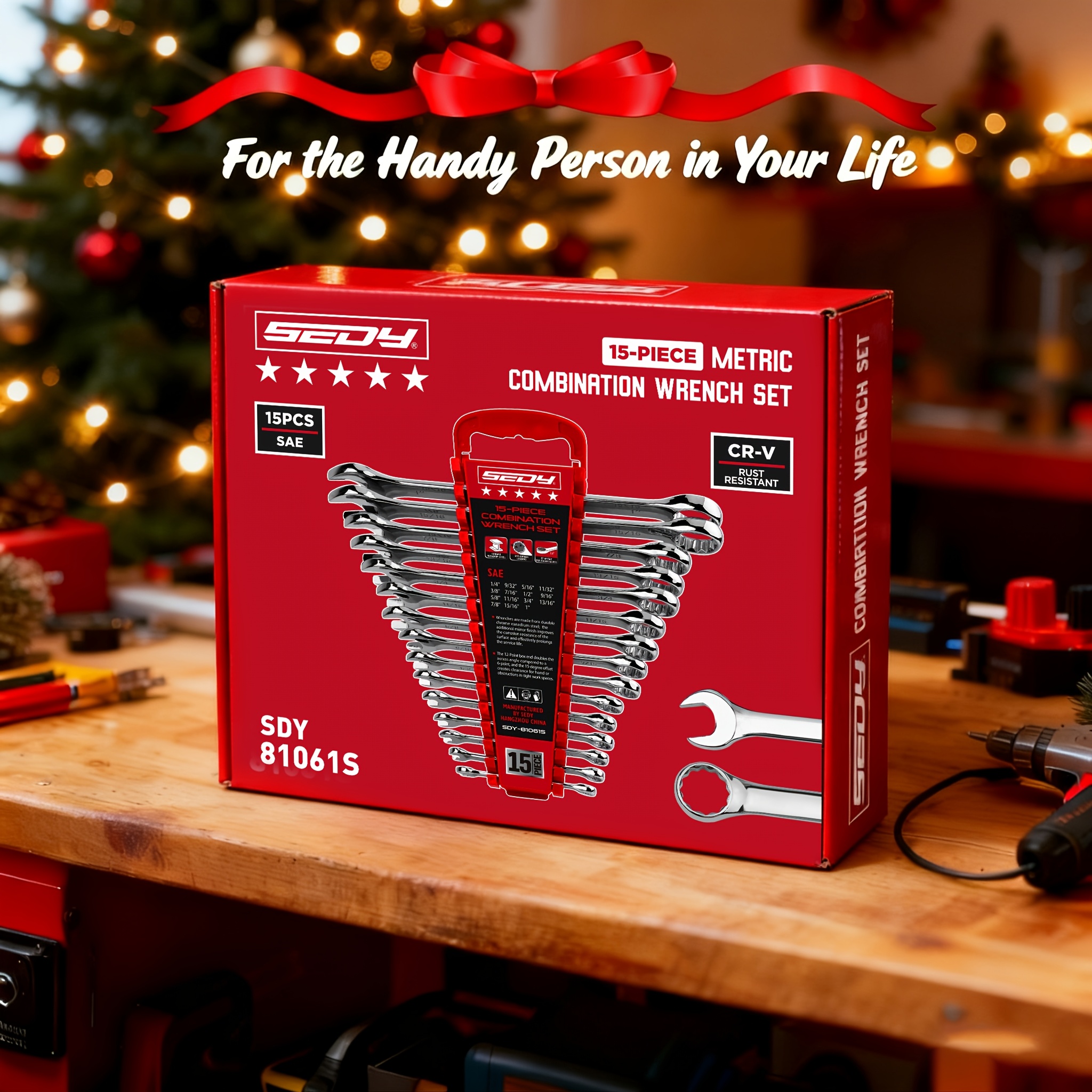 TEMU Sedy Brand New 15pcs Imperial Combination Wrench Set, Featuring 1/4 Inch To 1 Inch 12-point Open-end And Box-end Wrenches, With A Storage Case,