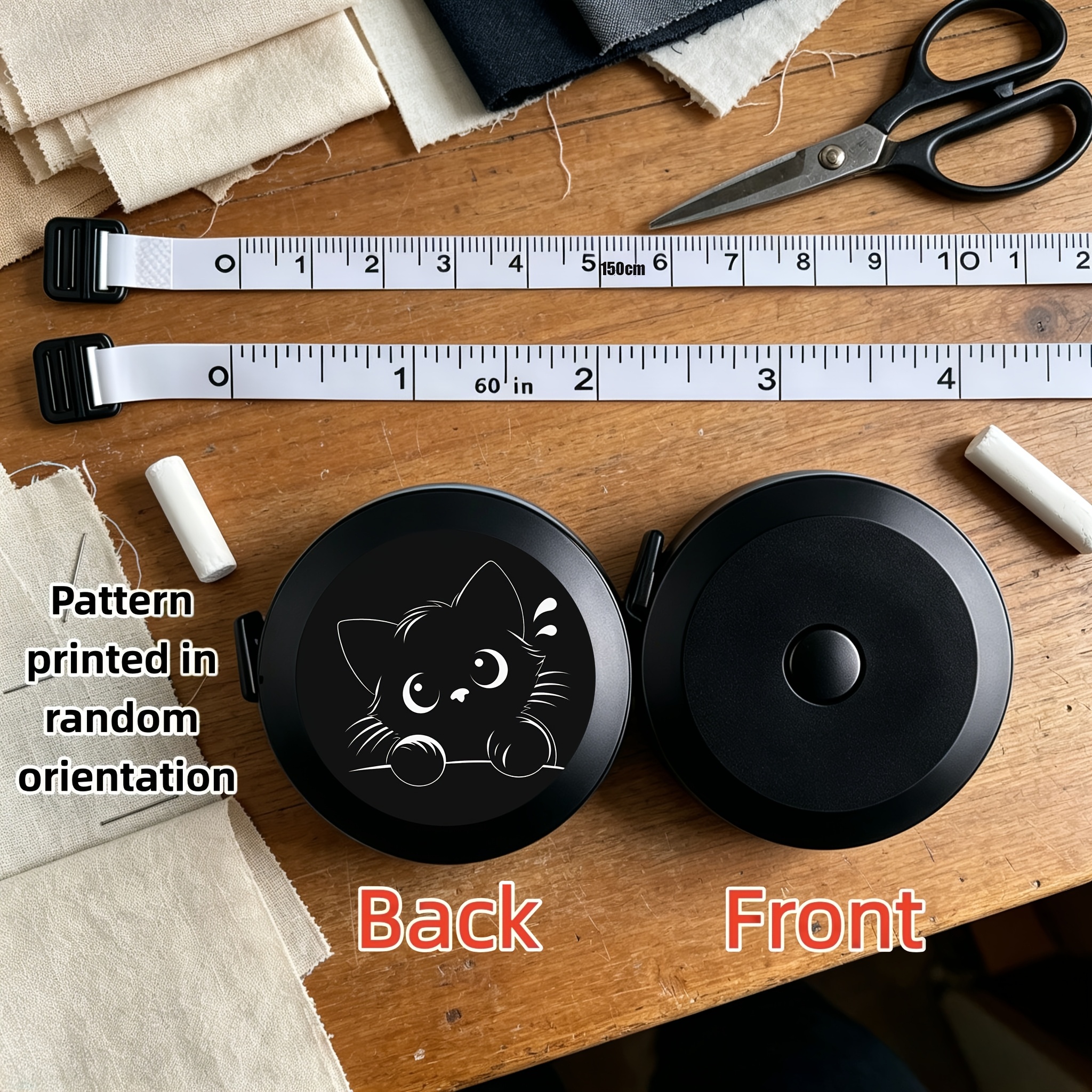 TEMU Mini mètre ruban rétractable chat 150 cm/60 pouces, ruban à mesurer doux pour couture, double échelle métrique et pour mesure du corps, de la
