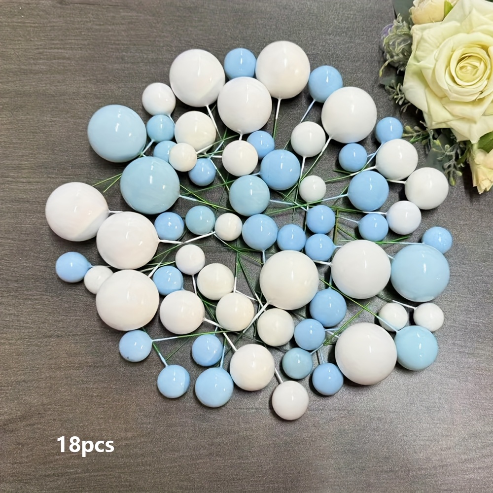 18pcs/26pcs Blue And Decoration Balls Vibrant Cake Decoration Ball Set Balls, For Weddings, Anniversaries And Birthday Parties Christmas Festive Style Party Supplies Cake Decoration Plugins