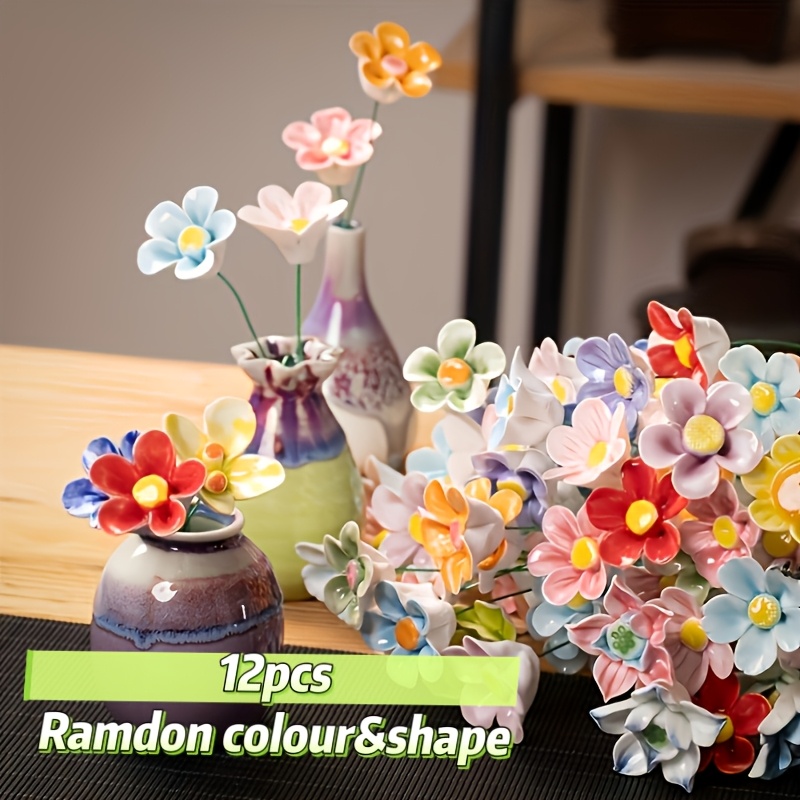 12pcs Ceramic Faux Flowers (random Colors And Styles) - And Multi-style, Suitable For Home, Wedding, And Party Decor