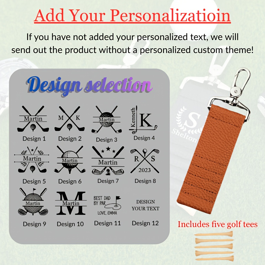 TEMU Personalized Golf Bag Tag, Gift Of 5pcs Tees, Custom Golf Ball Marker, Golf Ball Marker Clip, Father's Day Gift, Custom Men's Name Engraved Golf