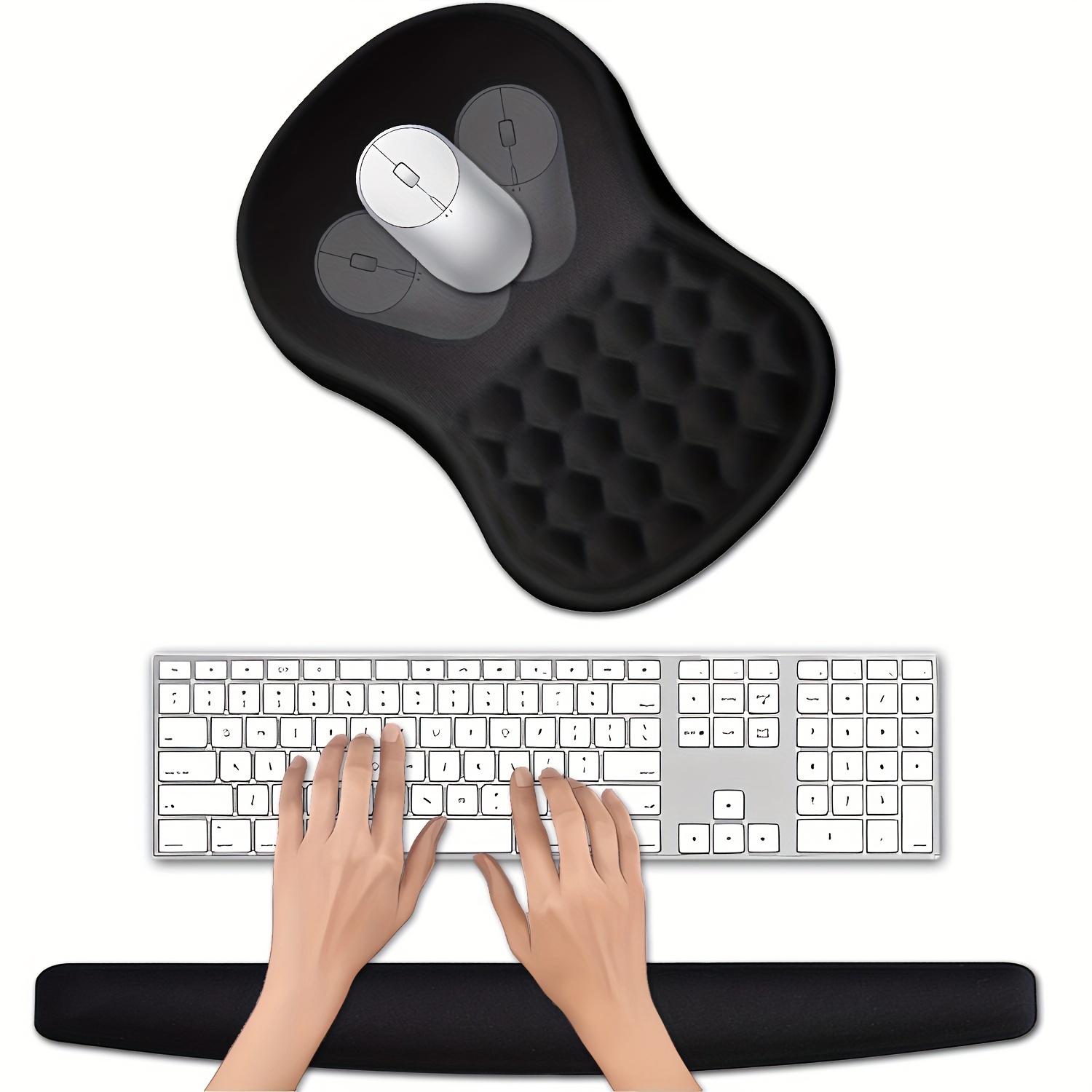 

Ergonomic Mouse Pad, Wrist Rest Mousepad With Non-slip Pu Base, Ideal Mouse Pads For Home & Office Laptops, Pc, Wireless Mouse Desk Solid Black Wrist Rest + Keyboard Rest