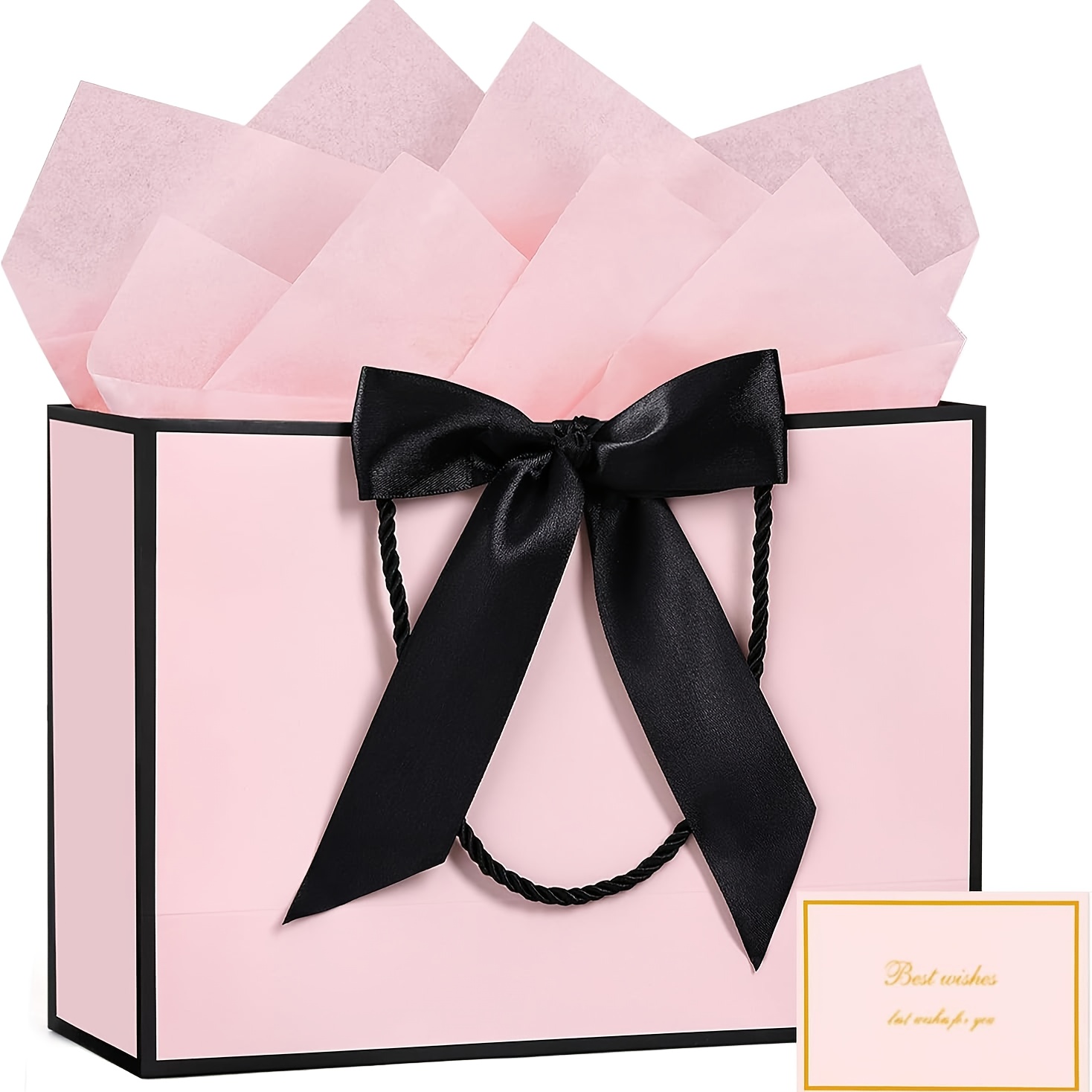 E-shop Geschenk für Sie/Ihn 4-teiliges Geschenktüten-Set mit Grußkarte Taschentüchern, enthält 1 Geschenktüte, 2 Taschentücher 1 Grußkarte,