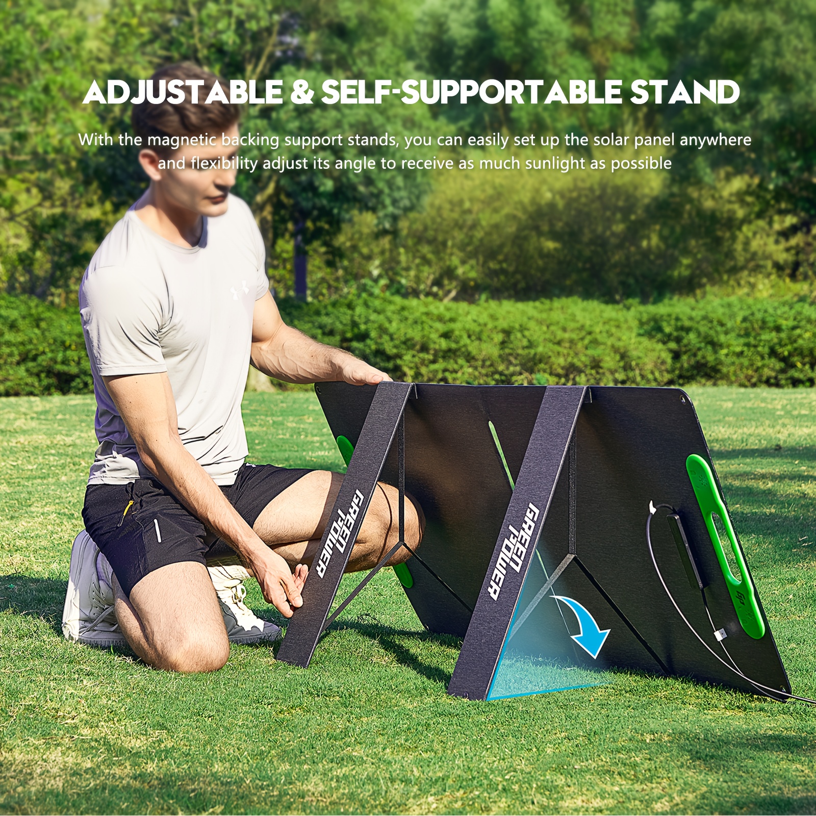 60w portable solar panel with usb-c & usb-a fast charging, foldable solar charger with sturdy stand - lightweight & compact for camping, rv, off- , compatible with phones, tablets, laptops, power banks - safe & reliable  , solar panel portable, solar panel with built in battery, solar accessories, solar panel foldable, solar charging station, camping  , solar panel, panele solare Product details 1