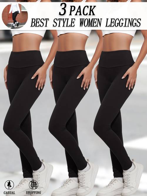 3 pack super soft leggings for women high waisted tummy control non see through workout yoga running pants