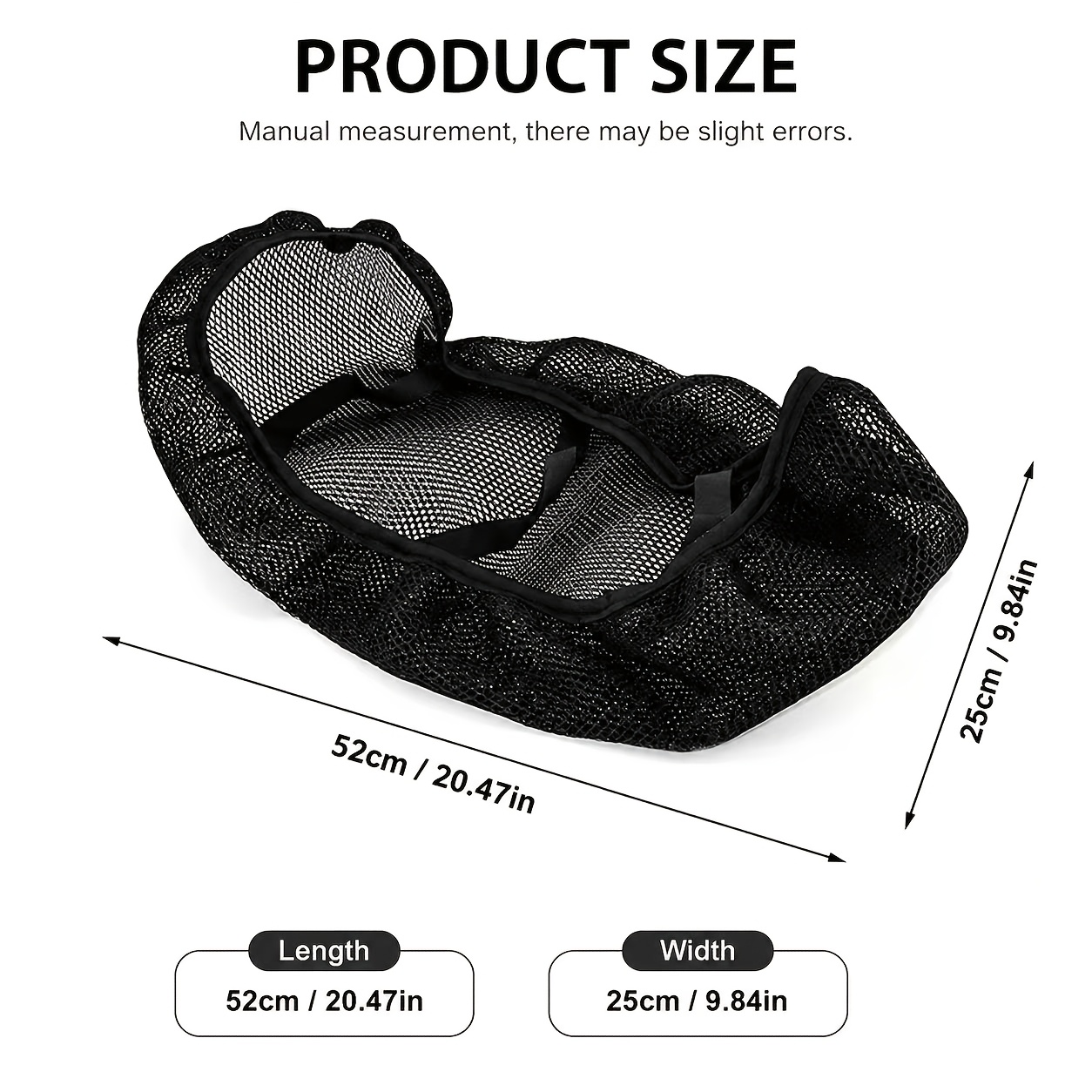 TEMU Motorcycle Seat Cover Breathable Mesh Cover Sunscreen Anti-slip Thickened Shock Absorption Universal Cushion Protector Suitable For Models